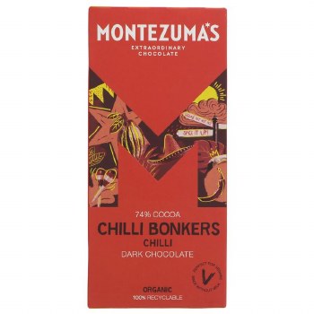Montezumas Chocolate Chilli Bonkers Organic Dark Chilli 90g Bar - 4 Pack