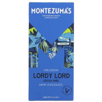 Montezumas Chocolate Lordy Lord - Dark Choc with Cocoa Nibs - 90g Bar - 4 Pack