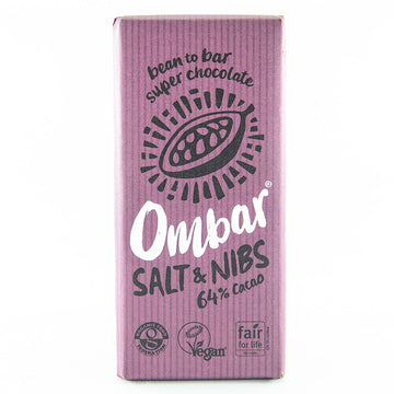 Ombar Ombar Salt & Nibs 70g, organic and vegan - 10 Pack