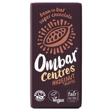 Ombar Ombar Centres Hazelnut Truffle Dark Chocolate Bar 35g - 10 Pack