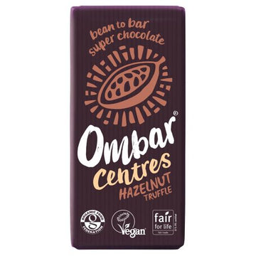 Ombar Ombar Centres Hazelnut Truffle Dark Chocolate Bar 70g - 10 Pack