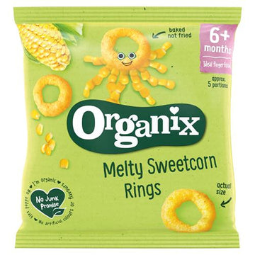 Organix Melty Sweetcorn Rings Organic Baby Finger Food Snack 20g - 8 Pack