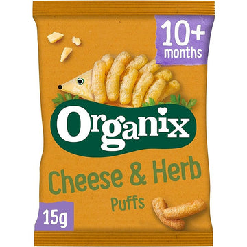 Organix Cheese & Herb Organic Finger Food Toddler Snack Corn Puffs 15g