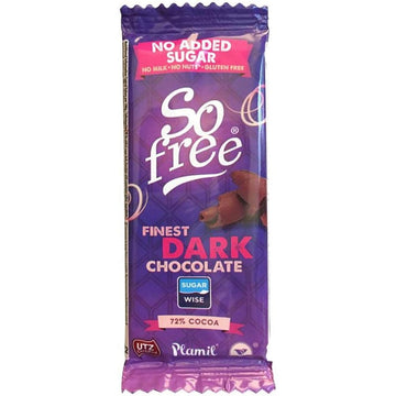 Plamil So Free No Added Sugar Finest Dark Thin Chocolate 80g - 12 Pack