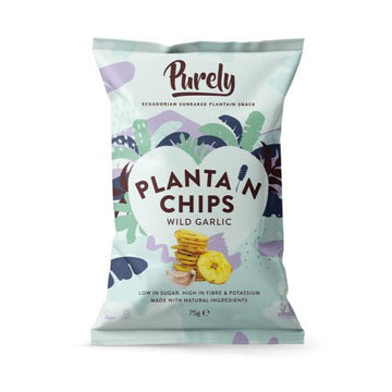 PURELY PLANTAIN Plantain Chips - Wild Garlic 75g - 10 Pack