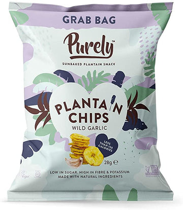 PURELY PLANTAIN Plantain Chips - Wild Garlic 28g - 20 Pack