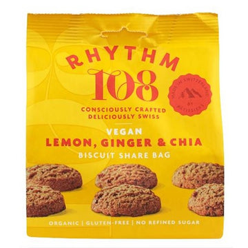 Rhythm 108 Lemon Chia Tea Biscuit Bag 135g - 12 Pack