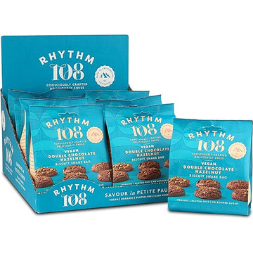 Rhythm 108 Double Chocolate Hazelnut Tea Biscuit Bag 135g - 12 Pack