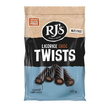 RJ Licorice Choc Twists 280g