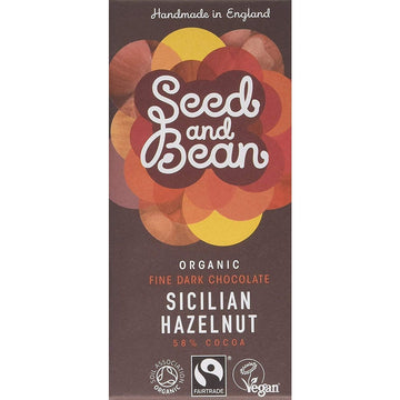 Seed & Bean Dark Chocolate 58% Cocoa with Hazelnut 75g - 10 Pack