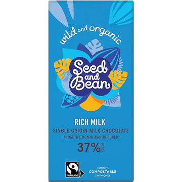 Seed & Bean Organic Dominican Rich Milk Chocolate Bar 75g - 10 Pack