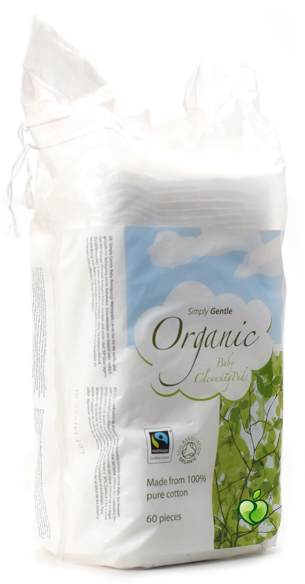 Simply Gentle Organic Fairtrade Cotton Baby Rectangular (60 Pads)