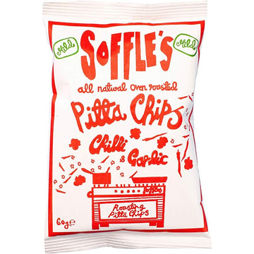 Soffles Pitta Chips Chilli & Garlic Mild Pitta Chips 60g - 15 Pack