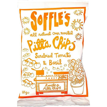 Soffles Pitta Chips Sundried Tomato & Basil Pitta Chips 165gs - 9 Pack