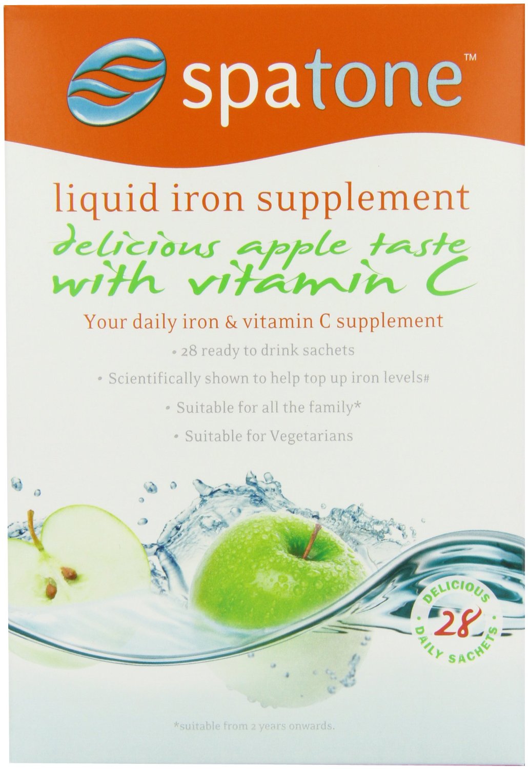 Spatone Apple liquid Iron Supplement with added Vitamin C 28 sachets