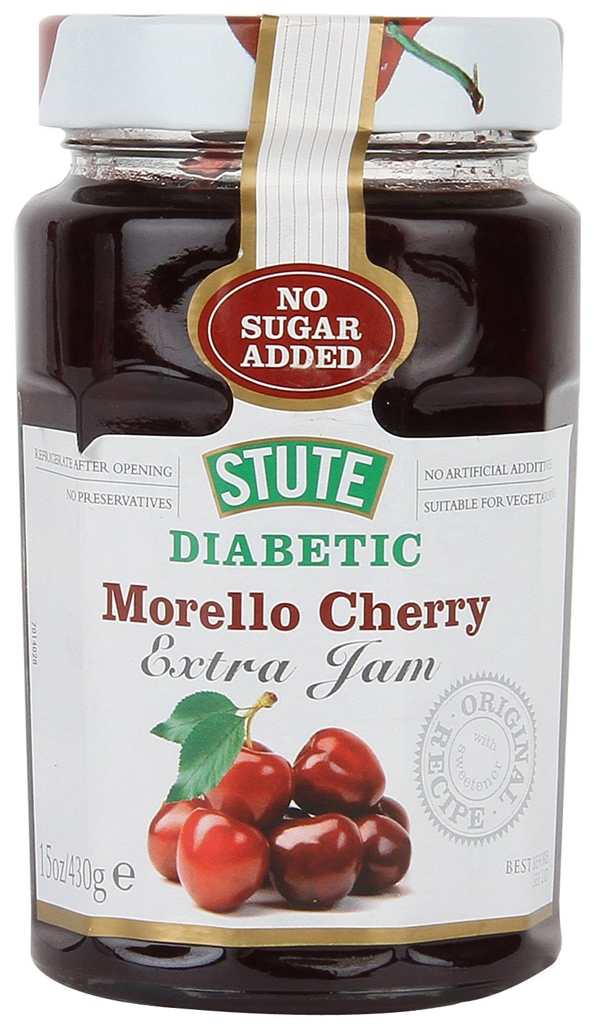 Stute No Sugar Added Morello Cherry Jam 430g - 2 Pack