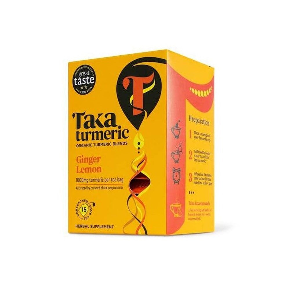 Taka Turmeric Organic Ginger Lemon Turmeric Tea Bags 60