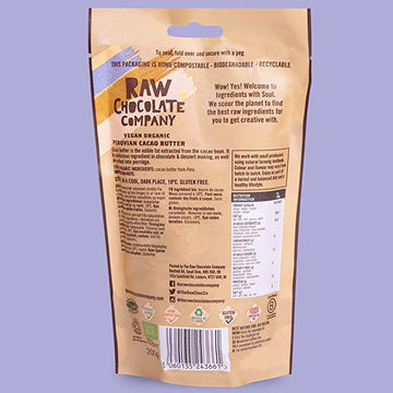 The Raw Chocolate Company Organic Cacao Butter Buttons 200g - 6 Pack