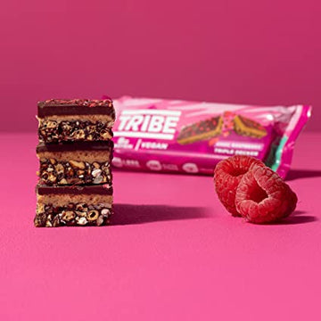 Tribe Vegan Chocolate Raspberry Plant Protein Bar- Vegan & GF (40g) - 12 Pack