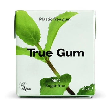 True Gum Plastic Free, Vegan and Sugar Free Chewing Gum - Mint 21g - 24 Pack