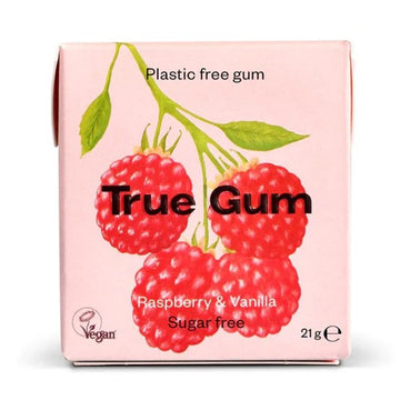 True Gum Vegan and Sugar Free Chewing Gum - Raspberry & Vanilla 21g - 24 Pack