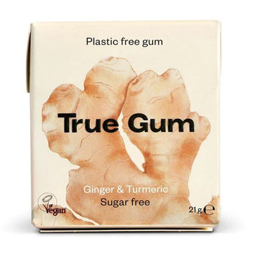 True Gum Vegan and Sugar Free Chewing Gum - Ginger & Turmeric 21g - 24 Pack