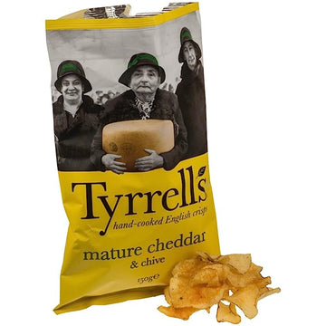 Tyrrells Cheddar Cheese & Chive Crisps 150g - 6 Pack