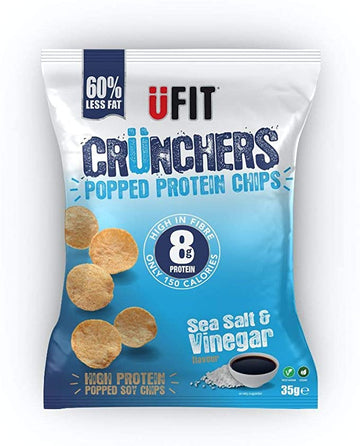 UFIT UFIT Crunchers High Protein Popped Chips - Sea Salt & Vinegar 35g - 18 Pack
