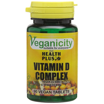 Veganicity Vitamin D Complex1600iu 40mcg D2 20mcg D3 20mcg 90Vtabs