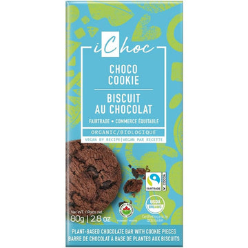 iChoc Choco Cookie Chocolate Vegan Organic 80g - 10 Pack