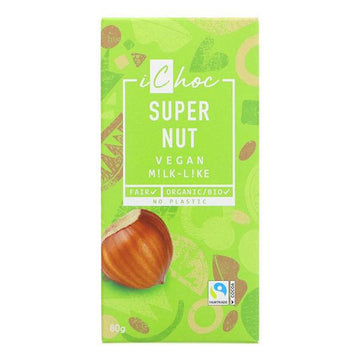 iChoc Super Nut Chocolate Vegan Organic 80g - 10 Pack