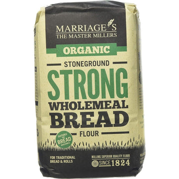 W H Marriage Organic Strong Stoneground Wholemeal Flour 1000g - 6 Pack