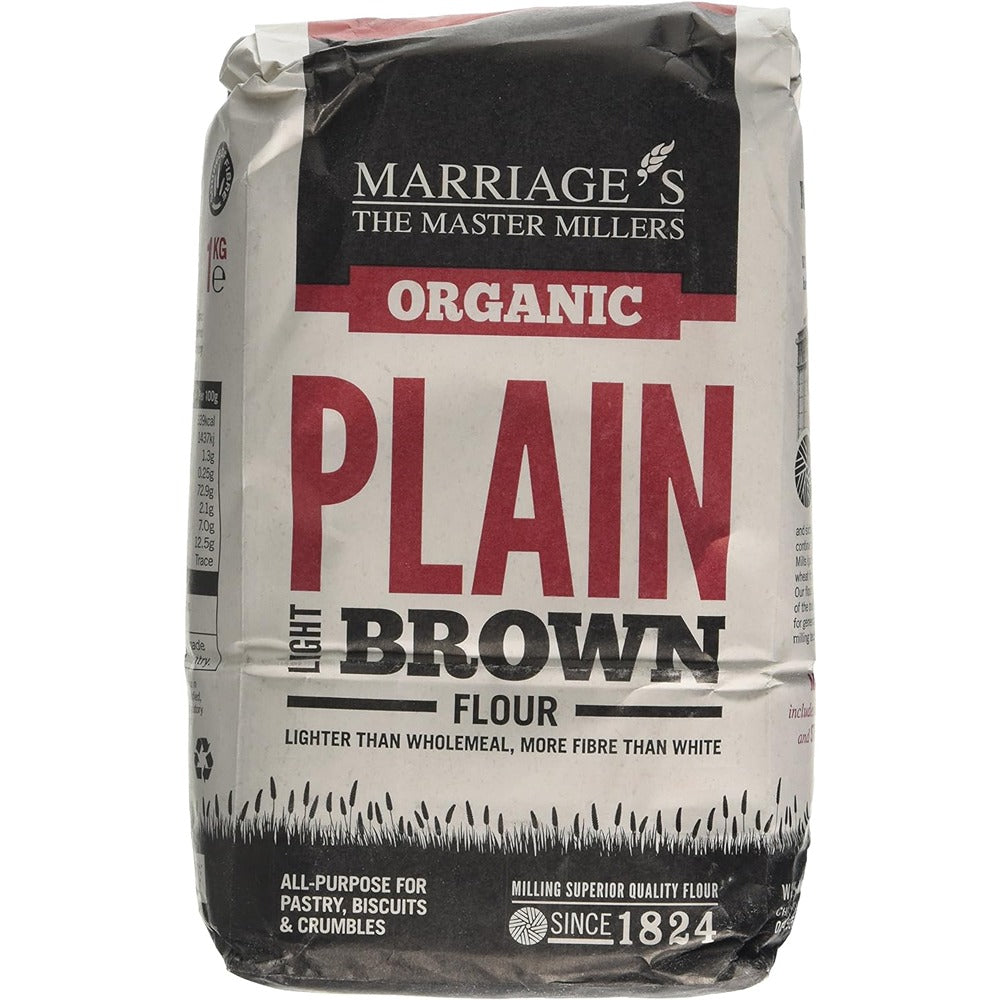 W H Marriage Organic Light Brown Plain 1000g - 6 Pack