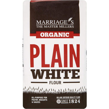 W H Marriage Organic Plain White Flour 1000g - 6 Pack
