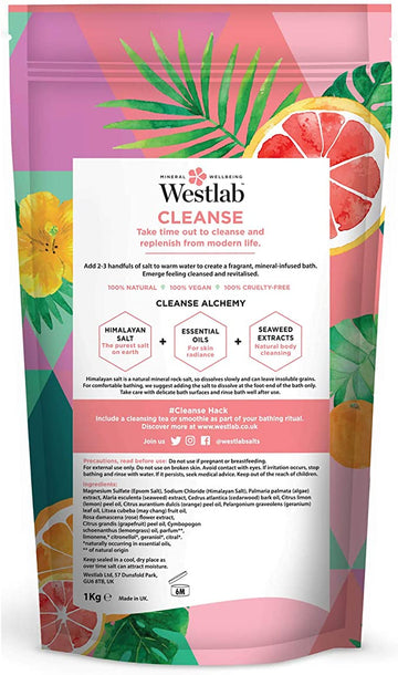 Westlab CLEANSE Bathing Salts with Grapefruit & Seaweed 1000g